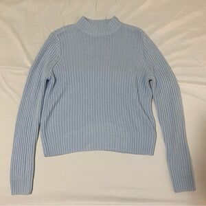 H&M Soft Blue Ribbed Turtleneck Sweater
